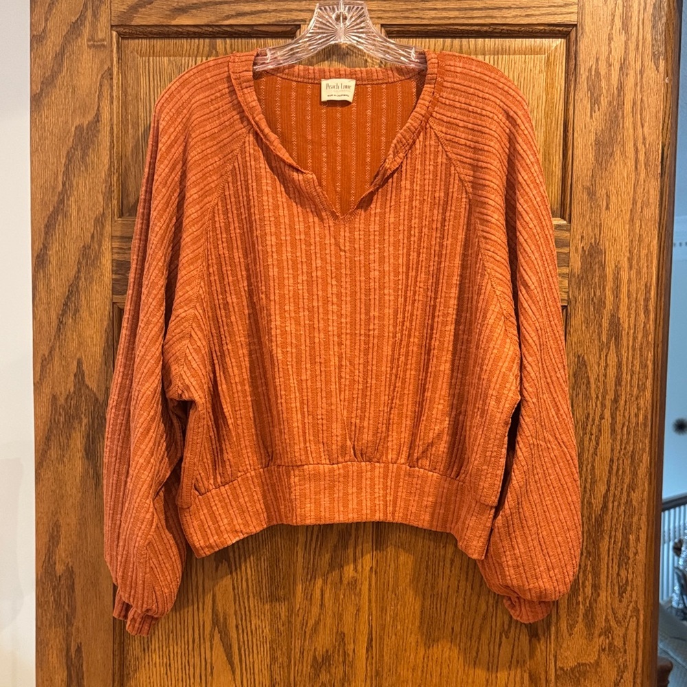 Peach Love California Orange Ribbed Top